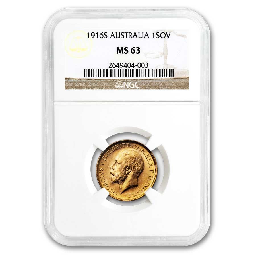 1916-S Australia Gold Sovereign George V MS-63 NGC