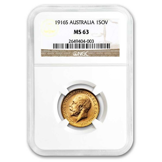 1916-S Australia Gold Sovereign George V MS-63 NGC 1916-S Australia Gold Sovereign George V MS-63 NGC