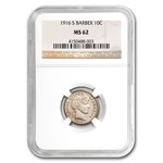 1916-S Barber Dime MS-62 NGC