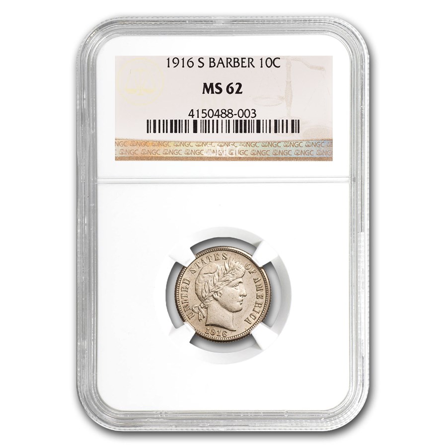 1916-S Barber Dime MS-62 NGC