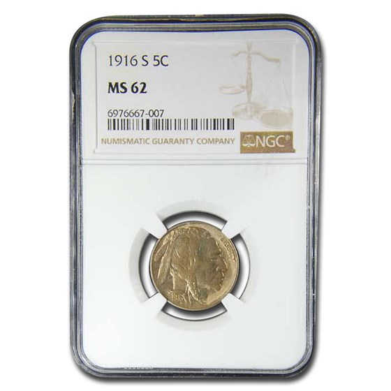 1916-S Buffalo Nickel MS-62 NGC 1916-S Buffalo Nickel MS-62 NGC