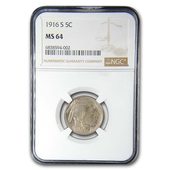 1916-S Buffalo Nickel MS-64 NGC 1916-S Buffalo Nickel MS-64 NGC