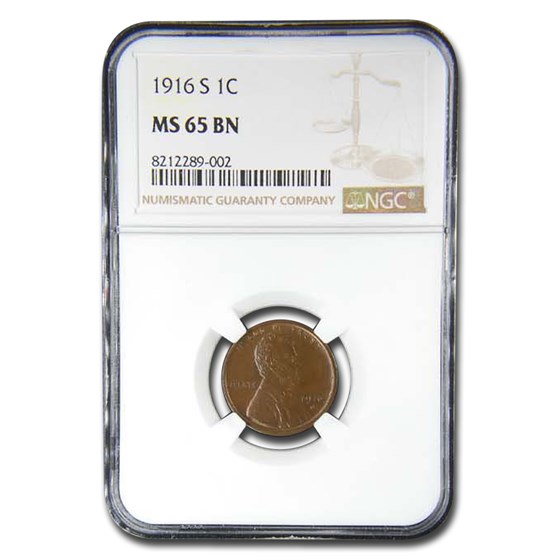 1916-S Lincoln Cent MS-65 NGC (Brown) 1916-S Lincoln Cent MS-65 NGC (Brown)