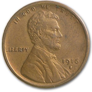 1916-S Lincoln Cent XF (Cleaned) 1916-S Lincoln Cent XF (Cleaned)