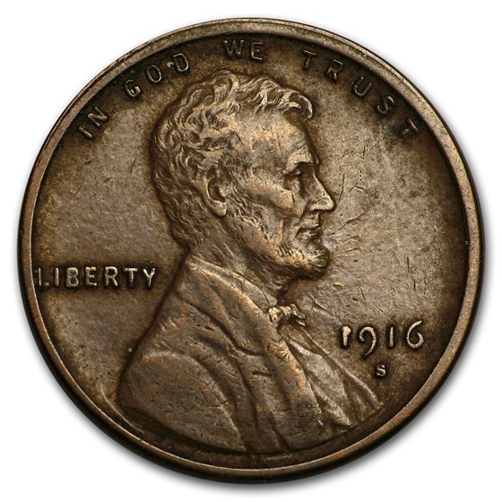 1916-S Lincoln Cent XF