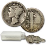 1916-S Mercury Dime 50-Coin Roll Avg Circ