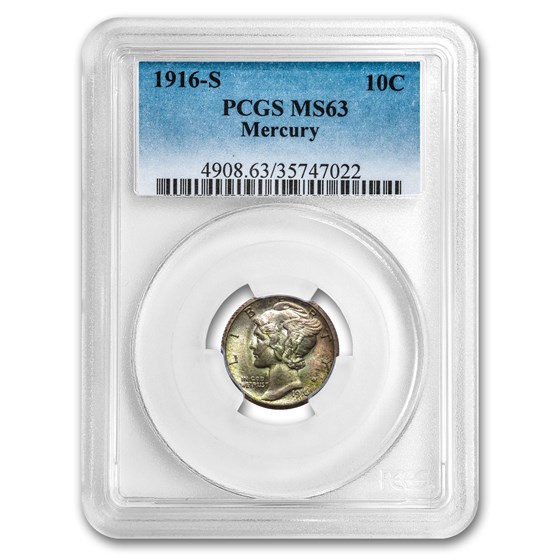 1916-S Mercury Dime MS-63 PCGS 1916-S Mercury Dime MS-63 PCGS