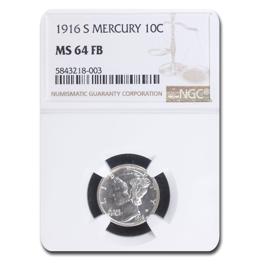 1916-S Mercury Dime MS-64 NGC (FB)