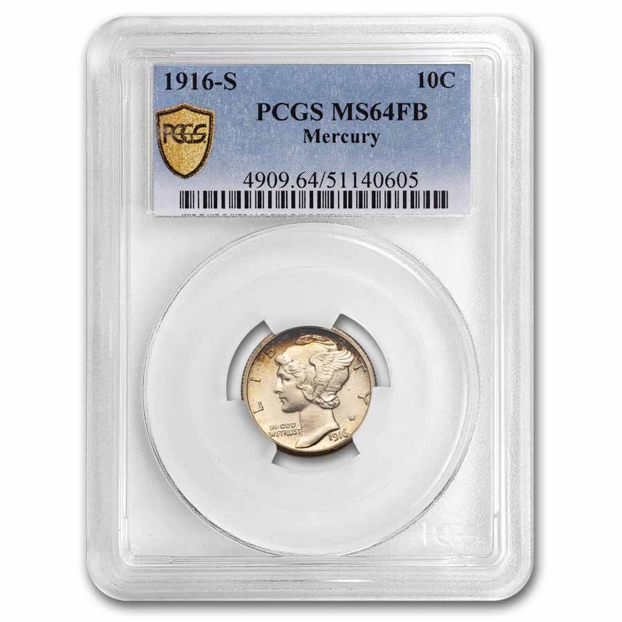 1916-S Mercury Dime MS-64 PCGS (FB)