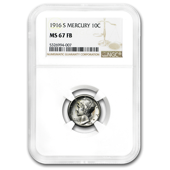 1916-S Mercury Dime MS-67 NGC (FB) 1916-S Mercury Dime MS-67 NGC (FB)