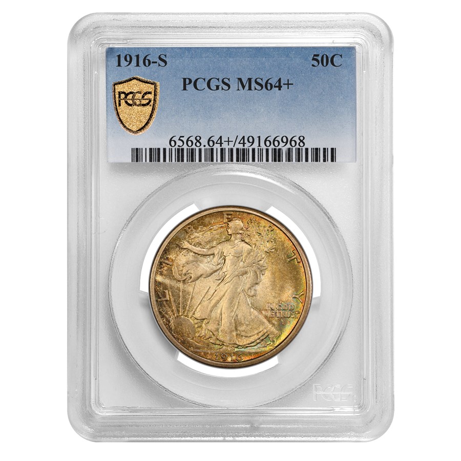 1916-S Walking Liberty Half Dollar MS-64+ PCGS CAC