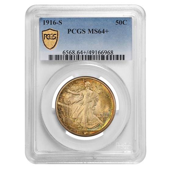 1916-S Walking Liberty Half Dollar MS-64+ PCGS CAC 1916-S Walking Liberty Half Dollar MS-64+ PCGS CAC