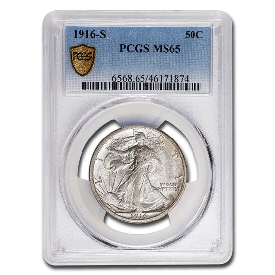 1916-S Walking Liberty Half Dollar MS-65 PCGS 1916-S Walking Liberty Half Dollar MS-65 PCGS