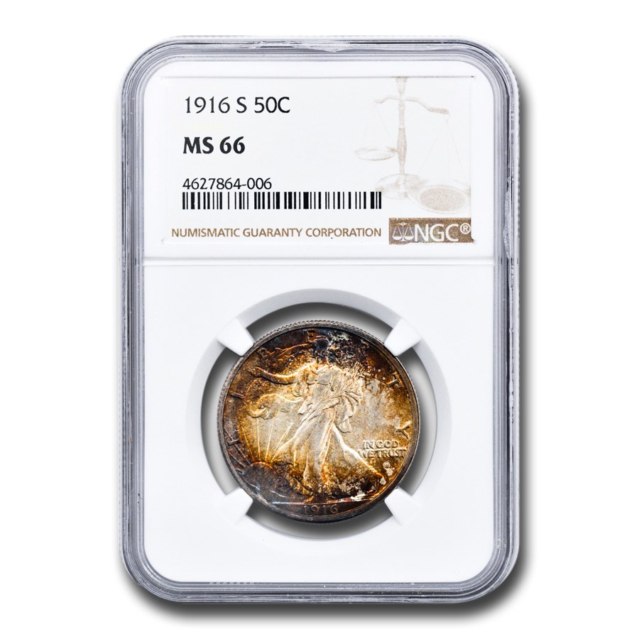 1916-S Walking Liberty Half Dollar MS-66 NGC