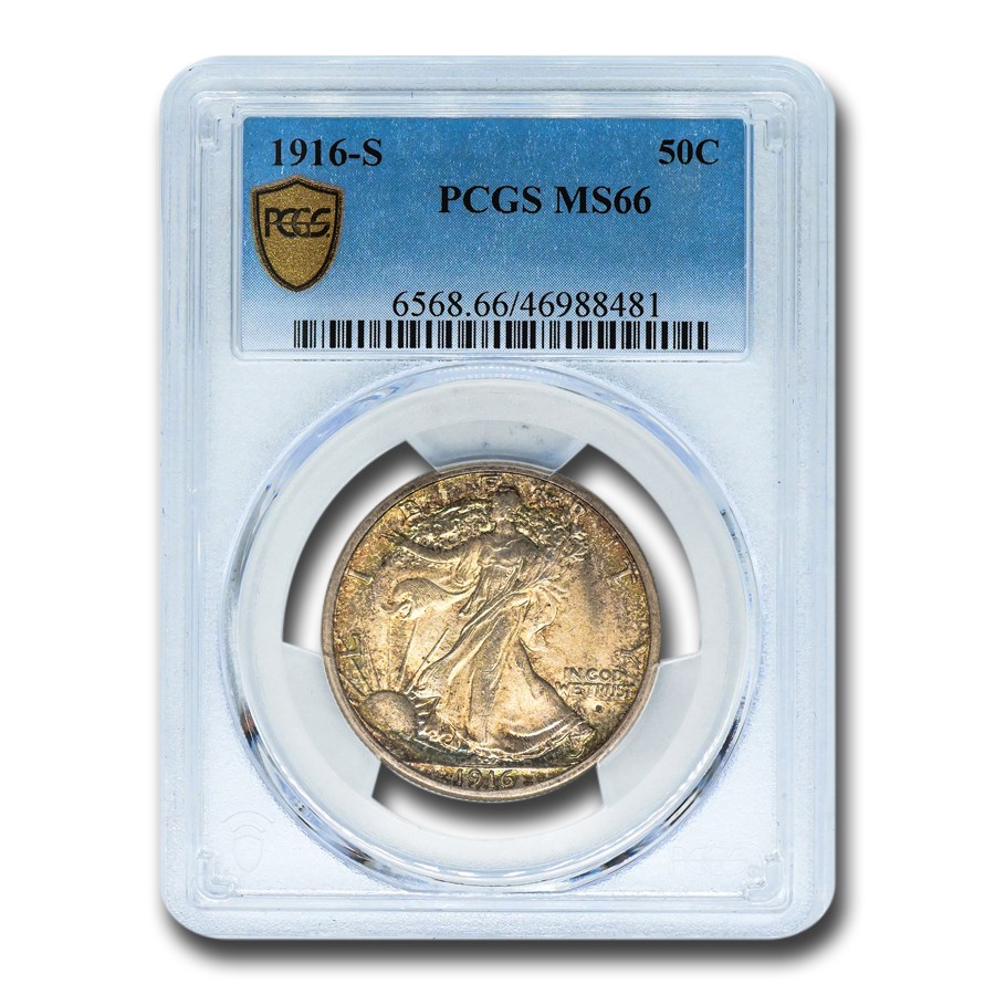 1916-S Walking Liberty Half Dollar MS-66 PCGS