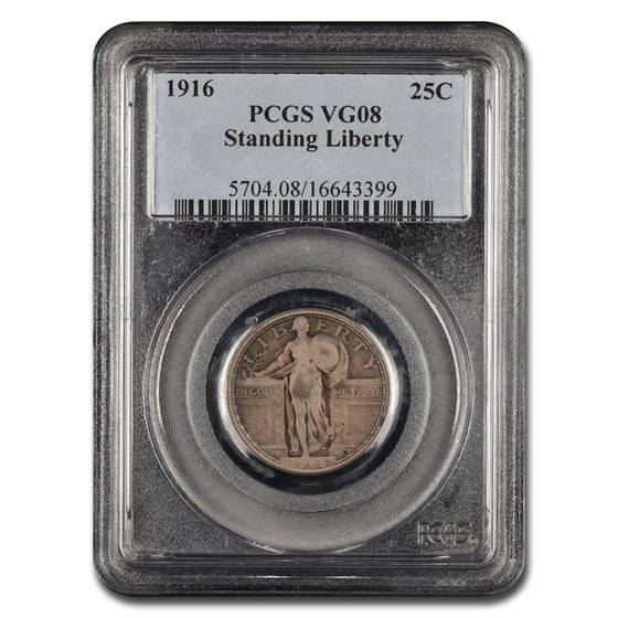 1916 Standing Liberty Quarter VG-8 PCGS 1916 Standing Liberty Quarter VG-8 PCGS