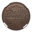 1916-T German East Africa 20 Heller MS-63 NGC (Brown)