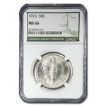 1916 Walking Liberty Half Dollar MS-66 NGC (Green Label)