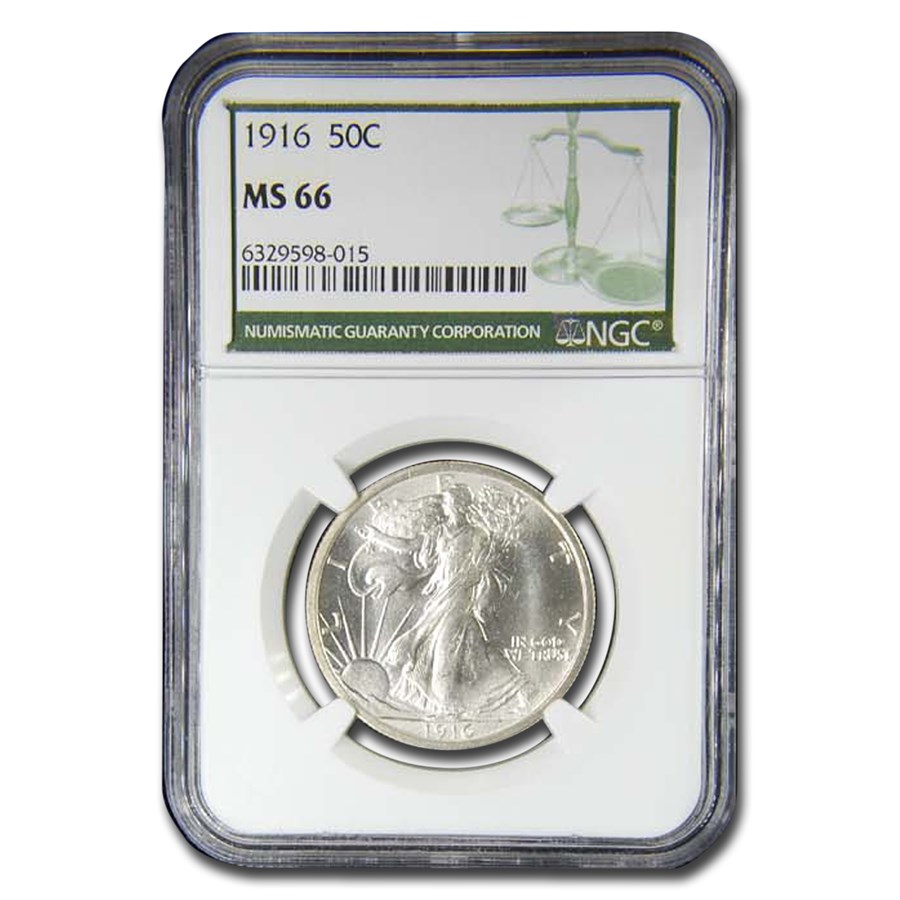 1916 Walking Liberty Half Dollar MS-66 NGC (Green Label)