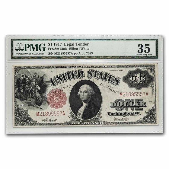 1917 $1.00 Legal Tender CH VF-35 PMG(Fr#38M) Burke Back Plate 1917 $1.00 Legal Tender CH VF-35 PMG(Fr#38M) Burke Back Plate