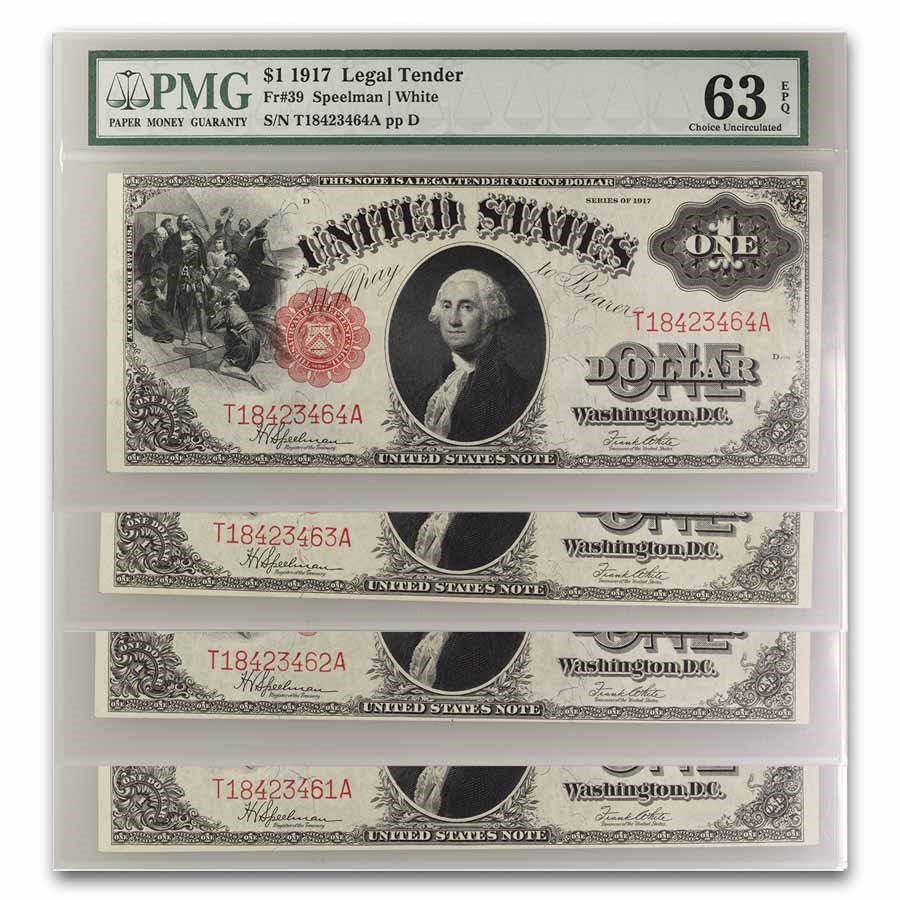 1917 $1.00 Legal Tender George Washington 58-65 PMG (Fr#39) 4 Con
