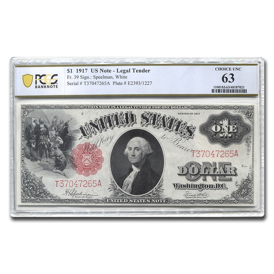 1917 $1.00 Legal Tender George Washington CU-63 PCGS (Fr#39)