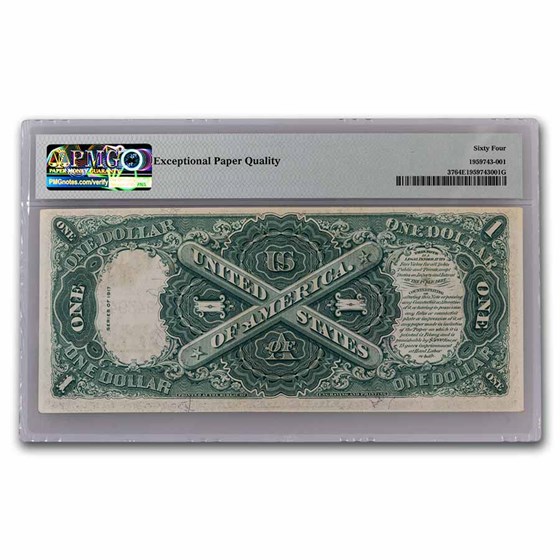 1917 $1.00 Legal Tender George Washington CU-64 EPQ PMG (Fr#37) 1917 $1.00 Legal Tender George Washington CU-64 EPQ PMG (Fr#37)