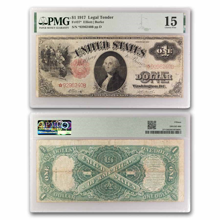 1917* $1.00 Legal Tender George Washington F-15 PMG (Fr#37*) Star