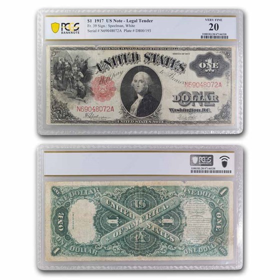 1917 $1.00 Legal Tender VF-20 PCGS (Fr#39) 1917 $1.00 Legal Tender VF-20 PCGS (Fr#39)