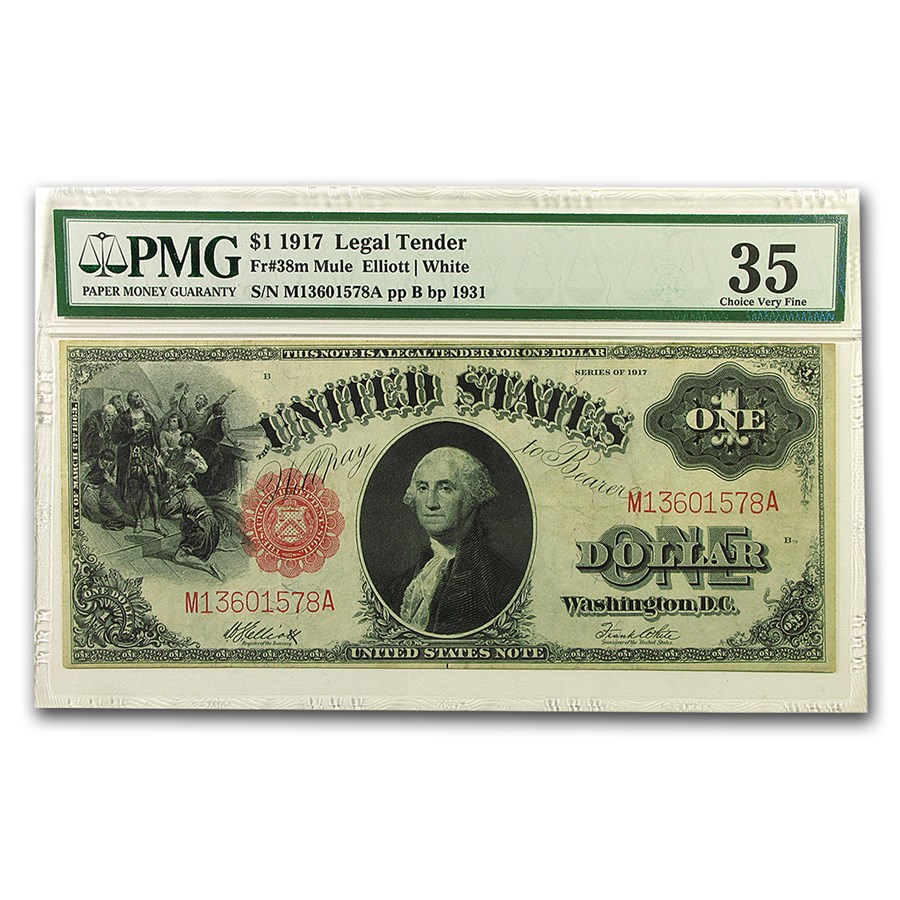 1917 $1.00 Legal Tender VF-35 PMG (Fr#37)