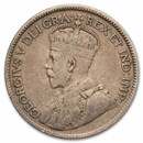 1917-1919 Newfoundland Silver 25 Cents Avg Circ
