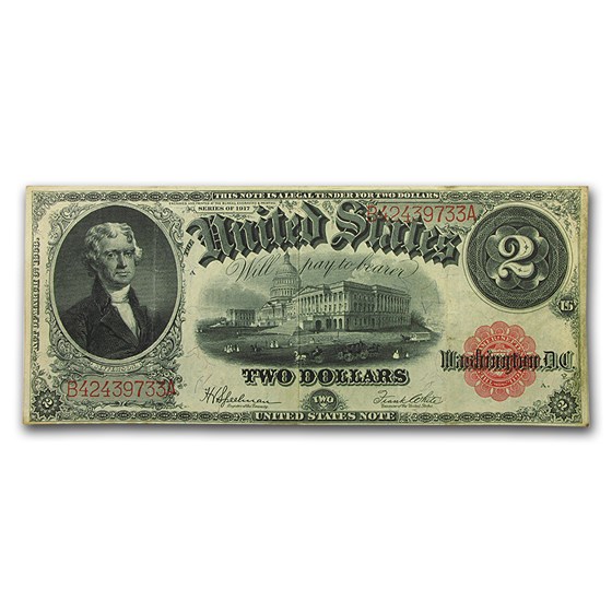 1917 $2.00 Legal Tender Jefferson VF 1917 $2.00 Legal Tender Jefferson VF