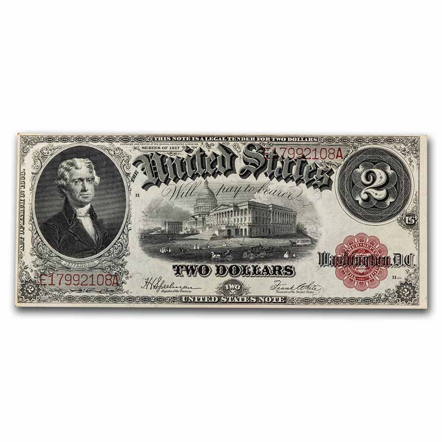 1917 $2.00 Legal Tender Jefferson XF (Fr#60) Bracelet Back