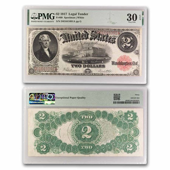 1917 $2.00 Legal Tender VF-30 EPQ PMG (Fr#60) Bracelet Back 1917 $2.00 Legal Tender VF-30 EPQ PMG (Fr#60) Bracelet Back
