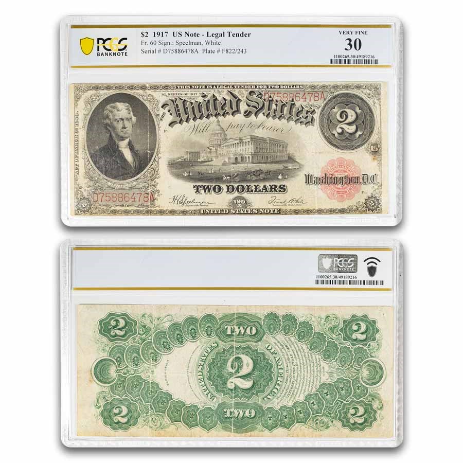 1917 $2.00 Legal Tender VF-30 PCGS (Fr#60) Bracelet Back