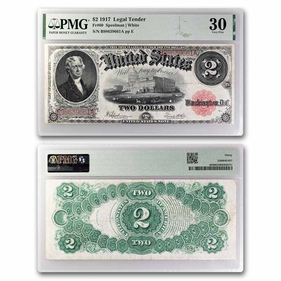 1917 $2.00 Legal Tender VF-30 PMG (Fr#60) Bracelet Back 1917 $2.00 Legal Tender VF-30 PMG (Fr#60) Bracelet Back