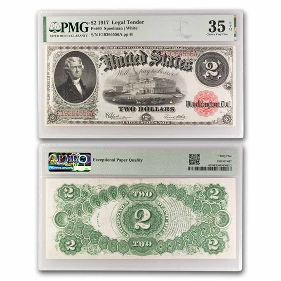 1917 $2.00 Legal Tender VF-35 EPQ PMG (Fr#60) Bracelet Back 1917 $2.00 Legal Tender VF-35 EPQ PMG (Fr#60) Bracelet Back