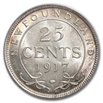 1917-C Newfoundland Silver 25 Cents George V MS-63 ANACS