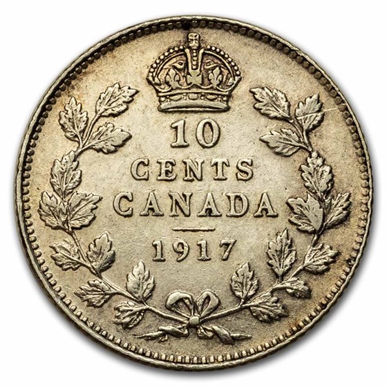 1917 Canada Silver 10 Cents George V AU 1917 Canada Silver 10 Cents George V AU