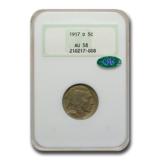 1917-D Buffalo Nickel AU-58 NGC CAC 1917-D Buffalo Nickel AU-58 NGC CAC