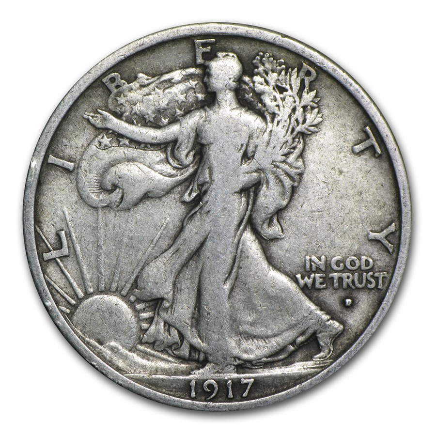 1917-D Obv Walking Liberty Half Dollar VF