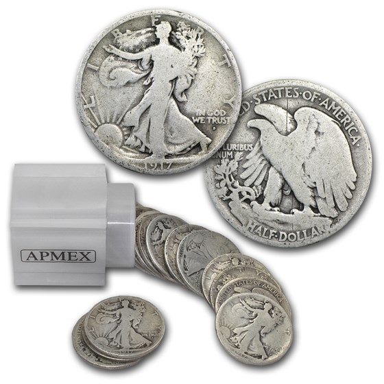 1917-D Obv Walking Liberty Halves 20-Coin Roll Avg Circ 1917-D Obv Walking Liberty Halves 20-Coin Roll Avg Circ