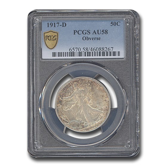 1917-D Obverse Walking Liberty Half Dollar AU-58 PCGS 1917-D Obverse Walking Liberty Half Dollar AU-58 PCGS