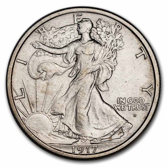 1917-D Obverse Walking Liberty Half Dollar AU 1917-D Obverse Walking Liberty Half Dollar AU