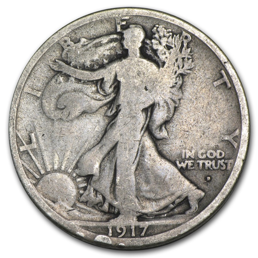 1917-D Obverse Walking Liberty Half Dollar Good