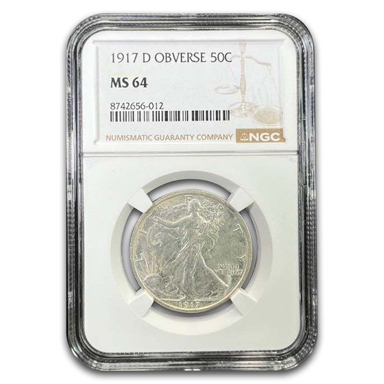 1917-D Obverse Walking Liberty Half Dollar MS-64 NGC
