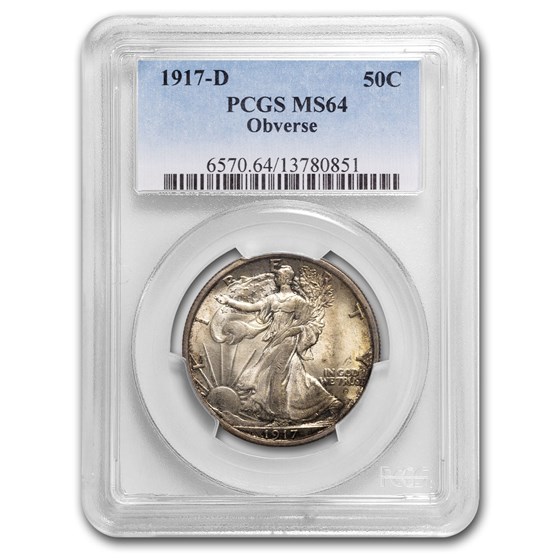 1917-D Obverse Walking Liberty Half Dollar MS-64 PCGS 1917-D Obverse Walking Liberty Half Dollar MS-64 PCGS
