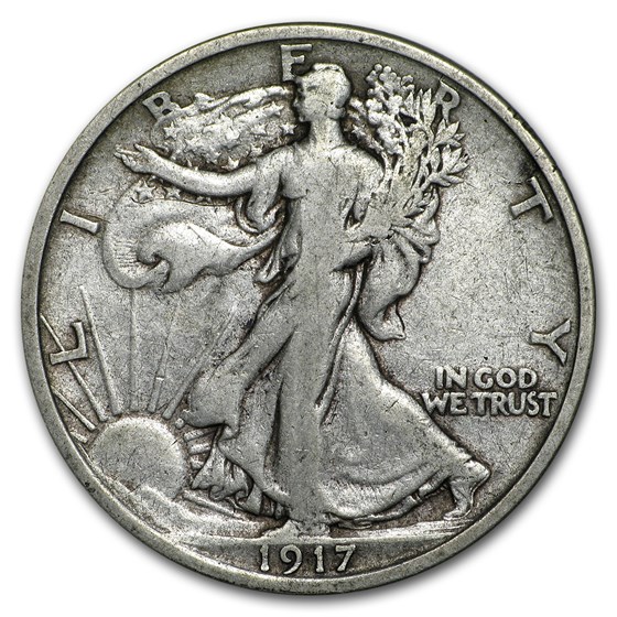 1917-D Rev Walking Liberty Half Dollar Fine 1917-D Rev Walking Liberty Half Dollar Fine
