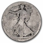 1917-D Rev Walking Liberty Halves 20-Coin Roll Avg Circ
