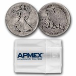 1917-D Rev Walking Liberty Halves 20-Coin Roll Avg Circ
